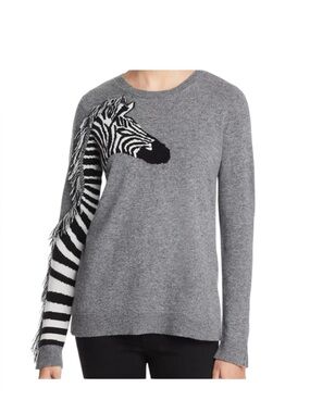 Lisette Grey Zebra Crewneck Sweater Size S